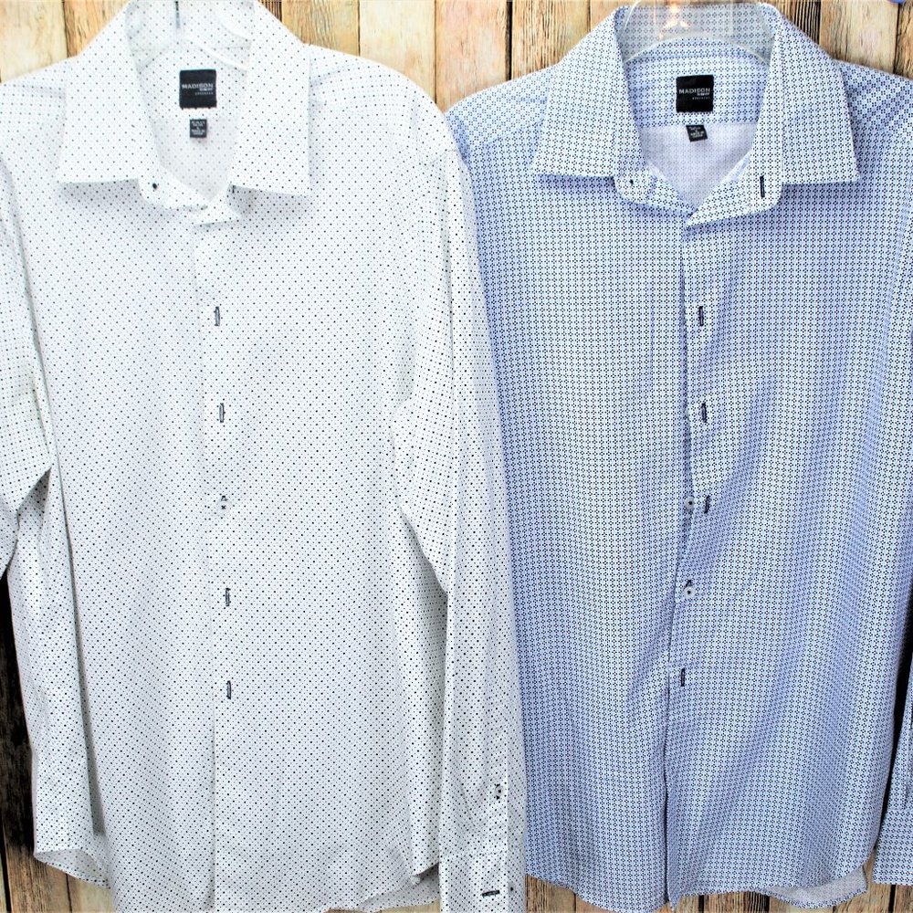 2- Men's Madison Button Up Size Large Slim Fit